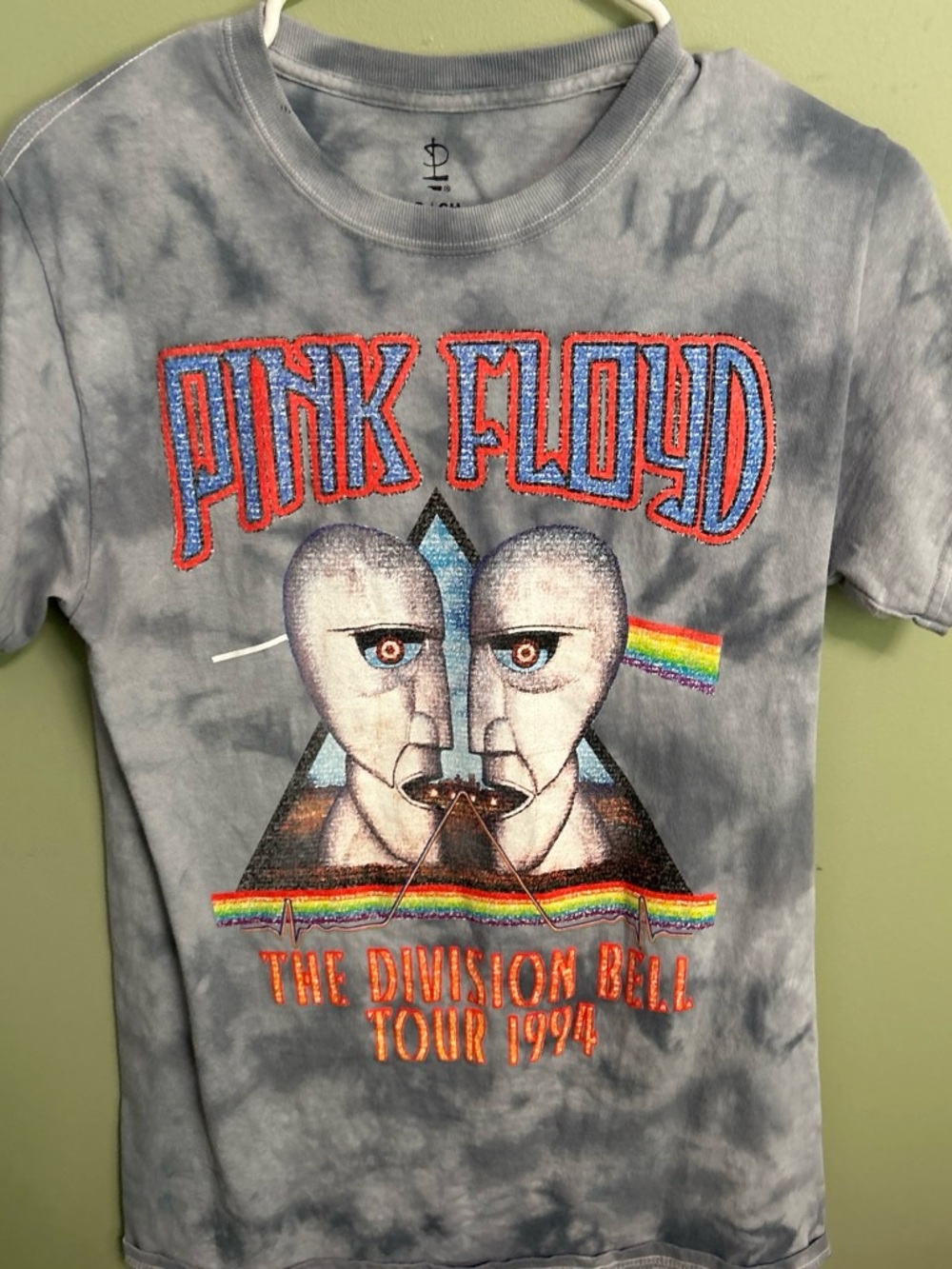 Pink Floyd Short Sleeve Tie-Dye Tee with division bell tour / album 1994 Graphic